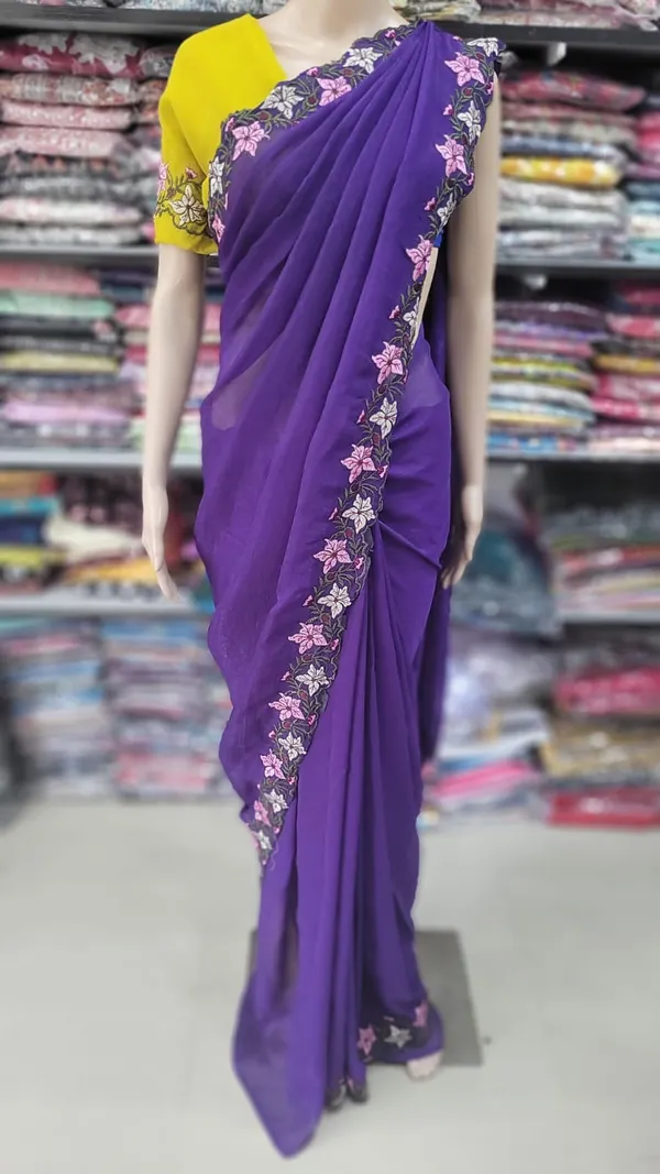 Premium Space Silk With Embroidered Border | SR69